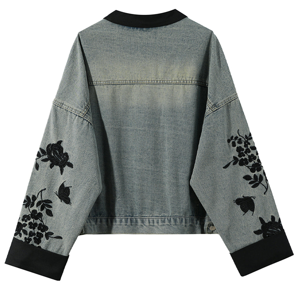 chinese style embroidered denim jacket boogzel clothing