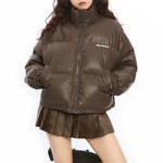 chocolate brown puffer jacket boogzel clothing