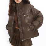 chocolate brown puffer jacket boogzel clothing