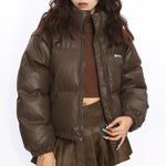 chocolate brown puffer jacket boogzel clothing