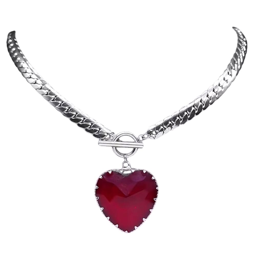 chunky heart pendant necklace boogzel clothing