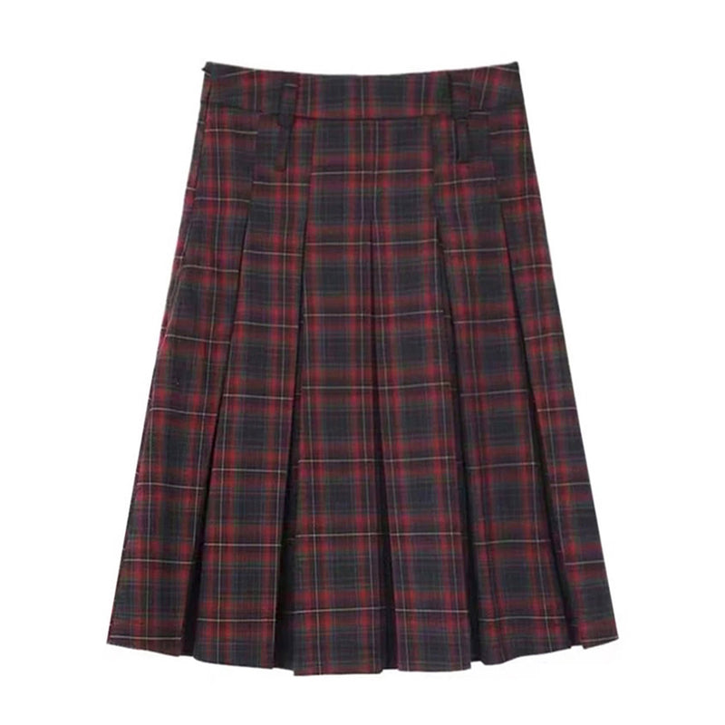 classic red pleated midi skirt boogzel clothing