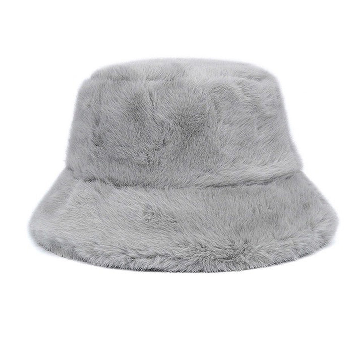 grey fluffy bucket hat boogzel clothing