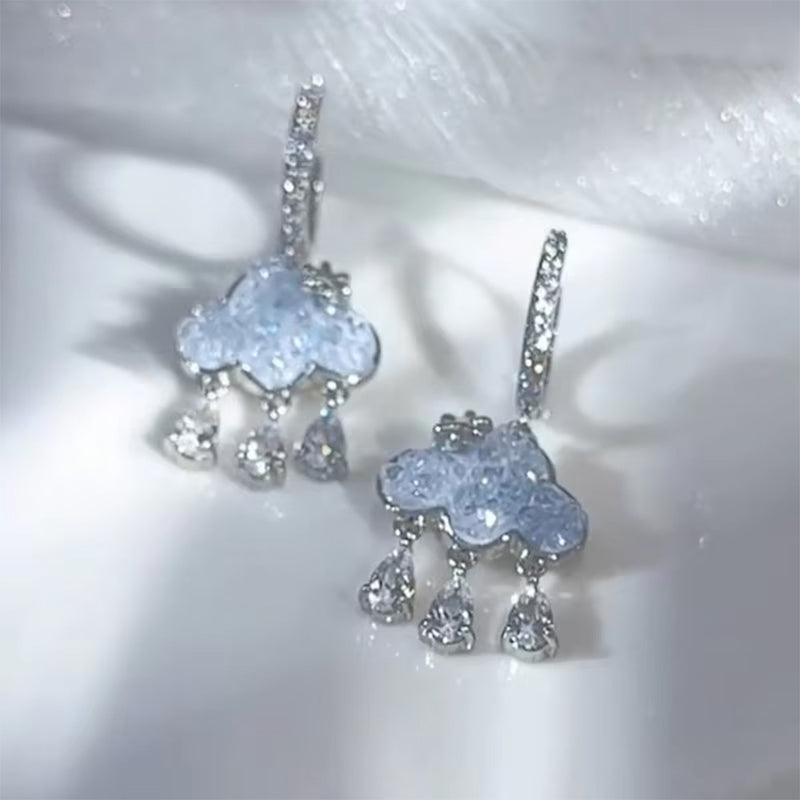 cloud crystal drop earrings boogzel clothing