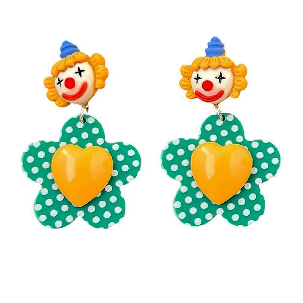 clown and flower earrings boogzel clothing