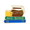 coffee and books brooch pin boogzel clothing