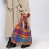 colorful plush plaid tote bag boogzel clothing