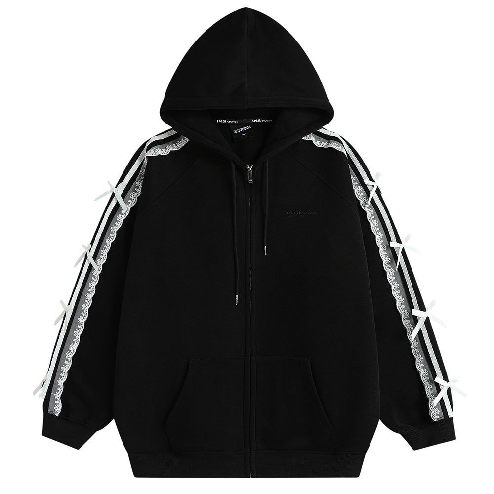 coquette lace sleeve hoodie boogzel clothing