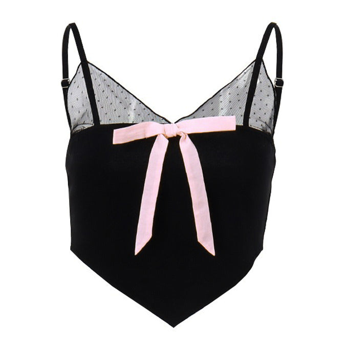 black bandana top  with a soft pink bow, boogzel clothing
