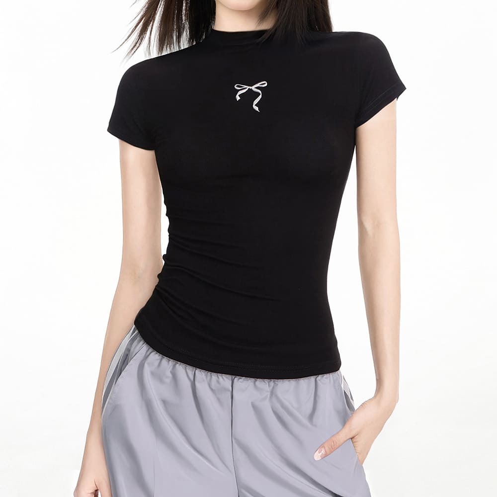 coquette bow embroidery top boogzel clothing