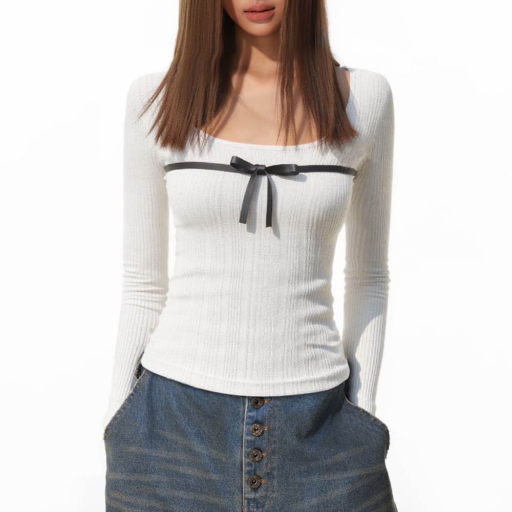 coquette bow long sleeve top boogzel clothing
