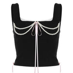 coquette bow pearl bustier top boogzel clothing