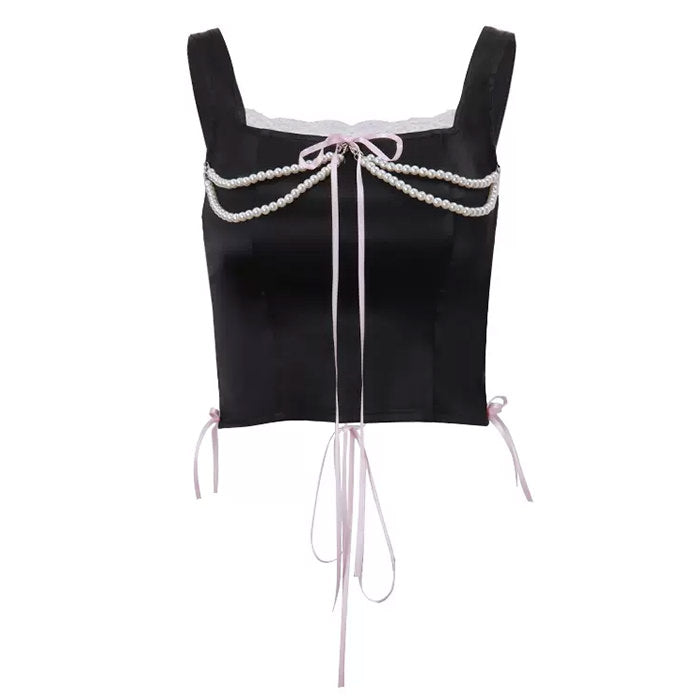 bow pearl bustier top boogzel clothing