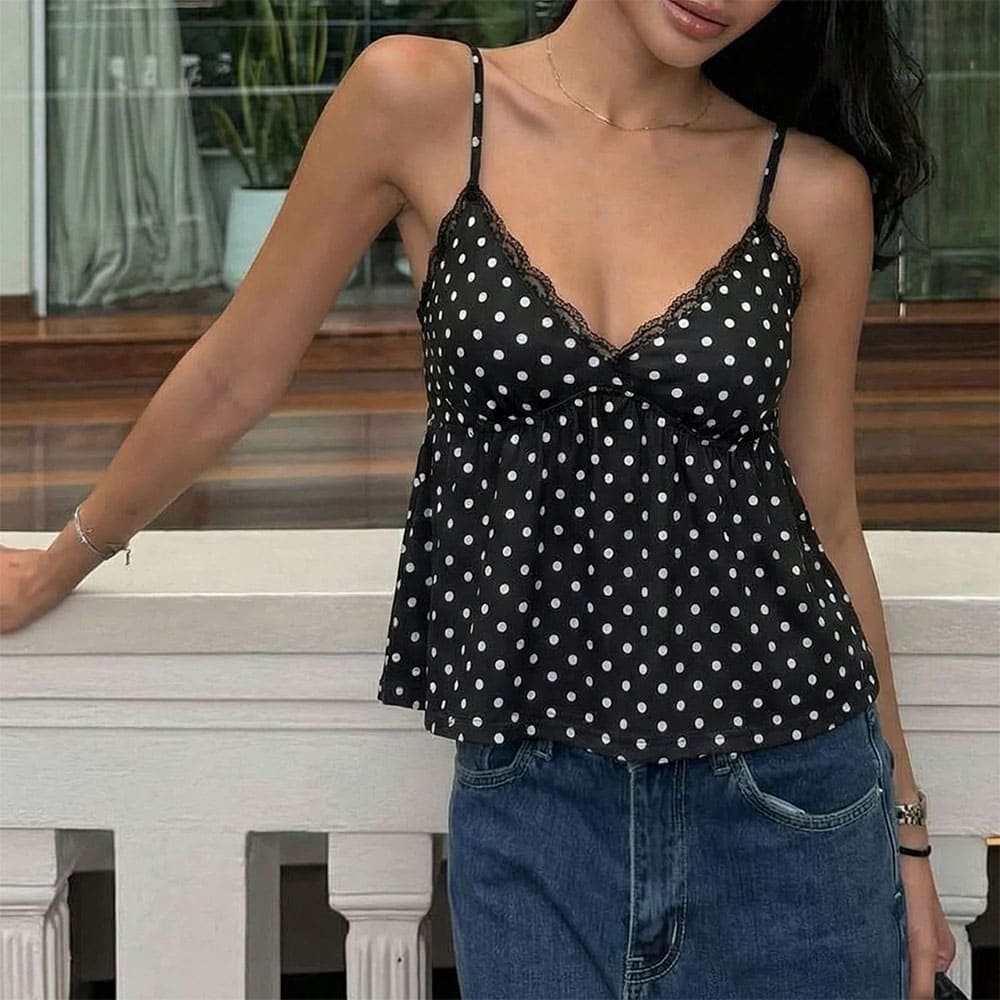 coquette girl polka dot tank top boogzel clothing
