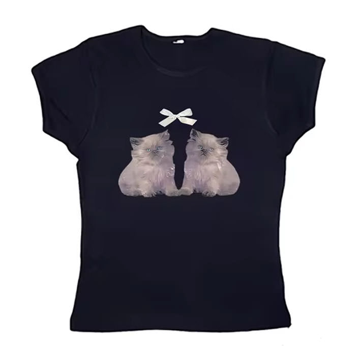 coquette kitten y2k baby tee boogzel clothing