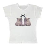 coquette kitten y2k baby tee