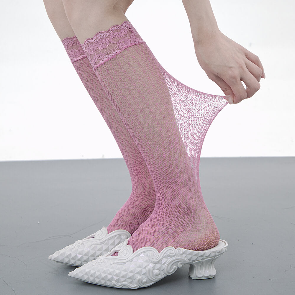coquette lace mesh knee socks boogzel clothing