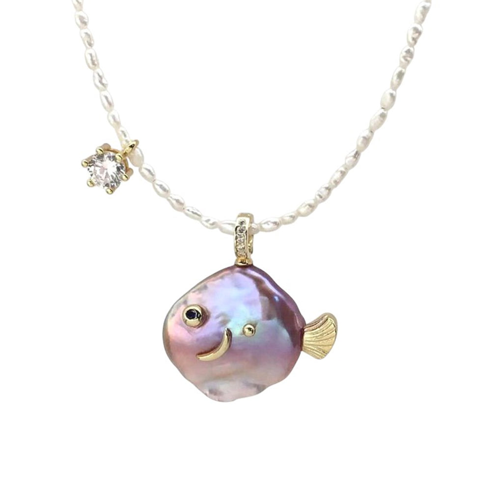 coquette pearl fish charm necklace boogzel clothing