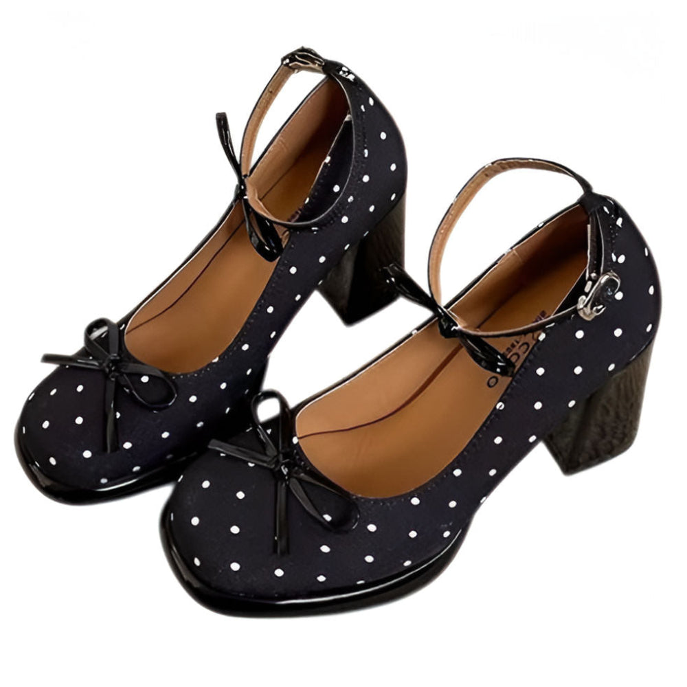 coquette polka dot mary jane heels boogzel clothing