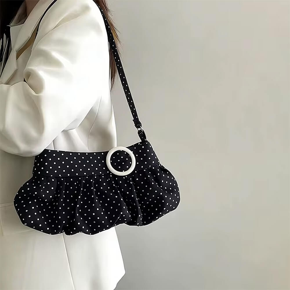 coquette polka dot ruched bag boogzel clothing