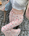 coquette roses and bows flared pants boogzel clothing