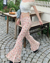 coquette roses and bows flared pants boogzel clothing