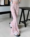 coquette roses and bows flared pants boogzel clothing