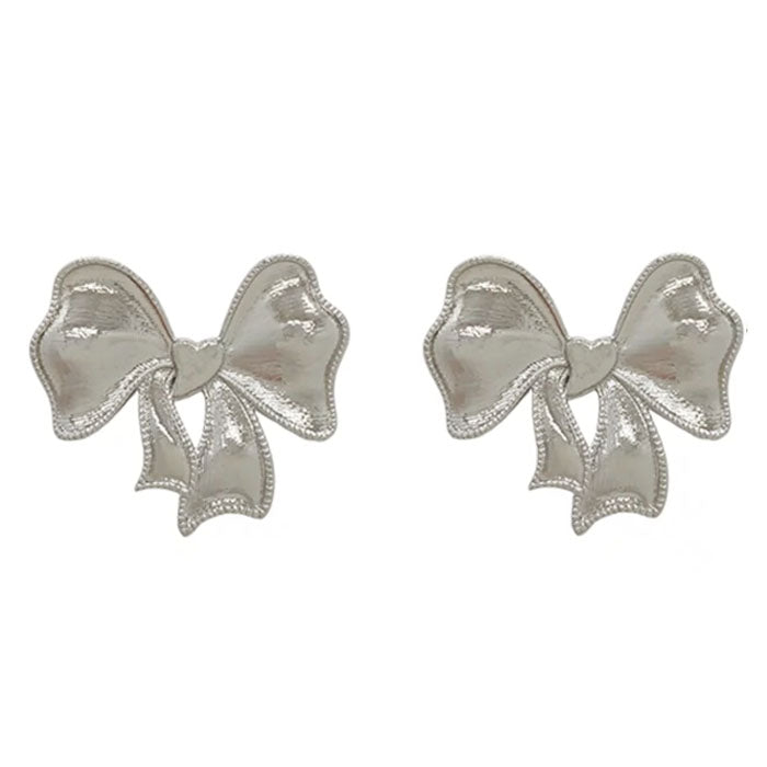 coquette silver bow earrings boogzel clothing