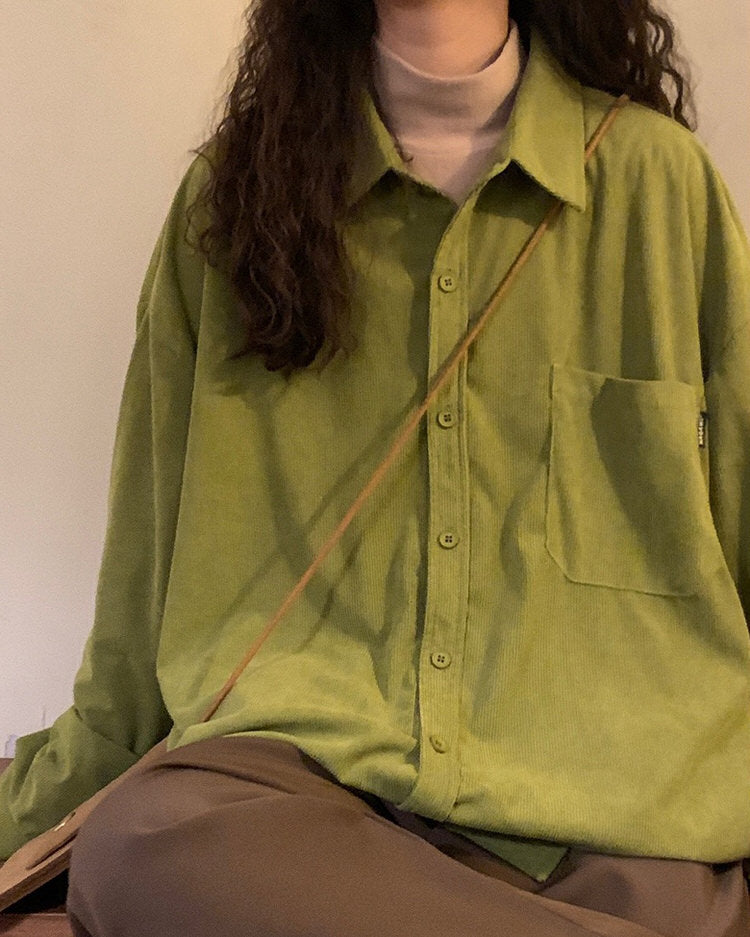 green corducoy collar shirt boogzel clothing