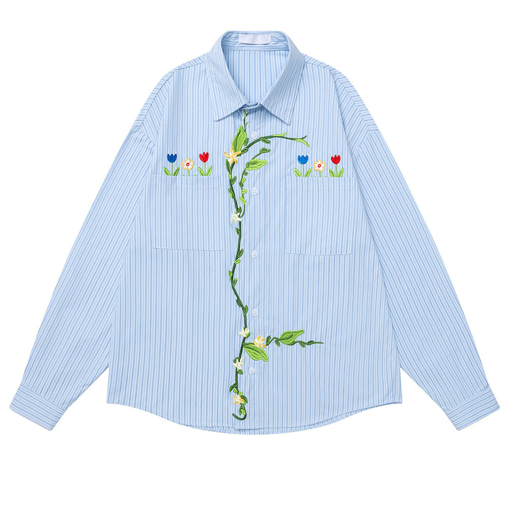 cottage floral embroidered button up shirt boogzel clothing