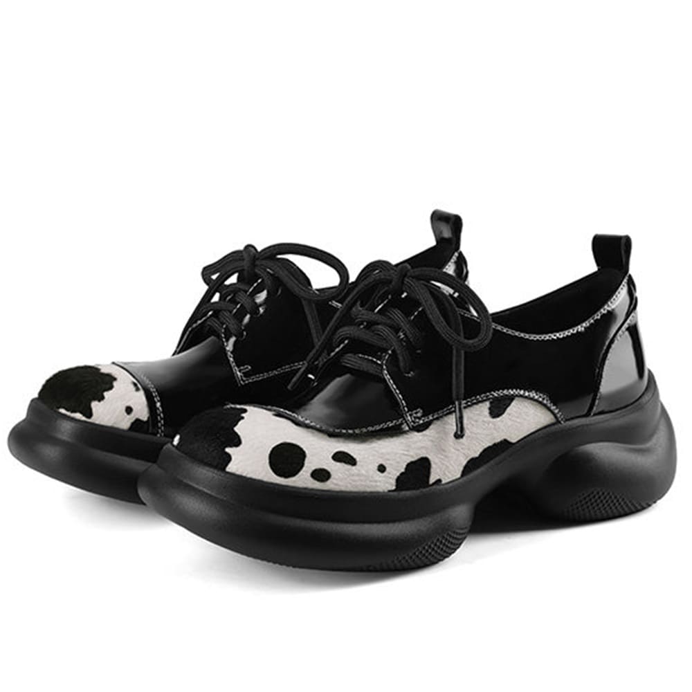 cow print oxford boots boogzel clothing