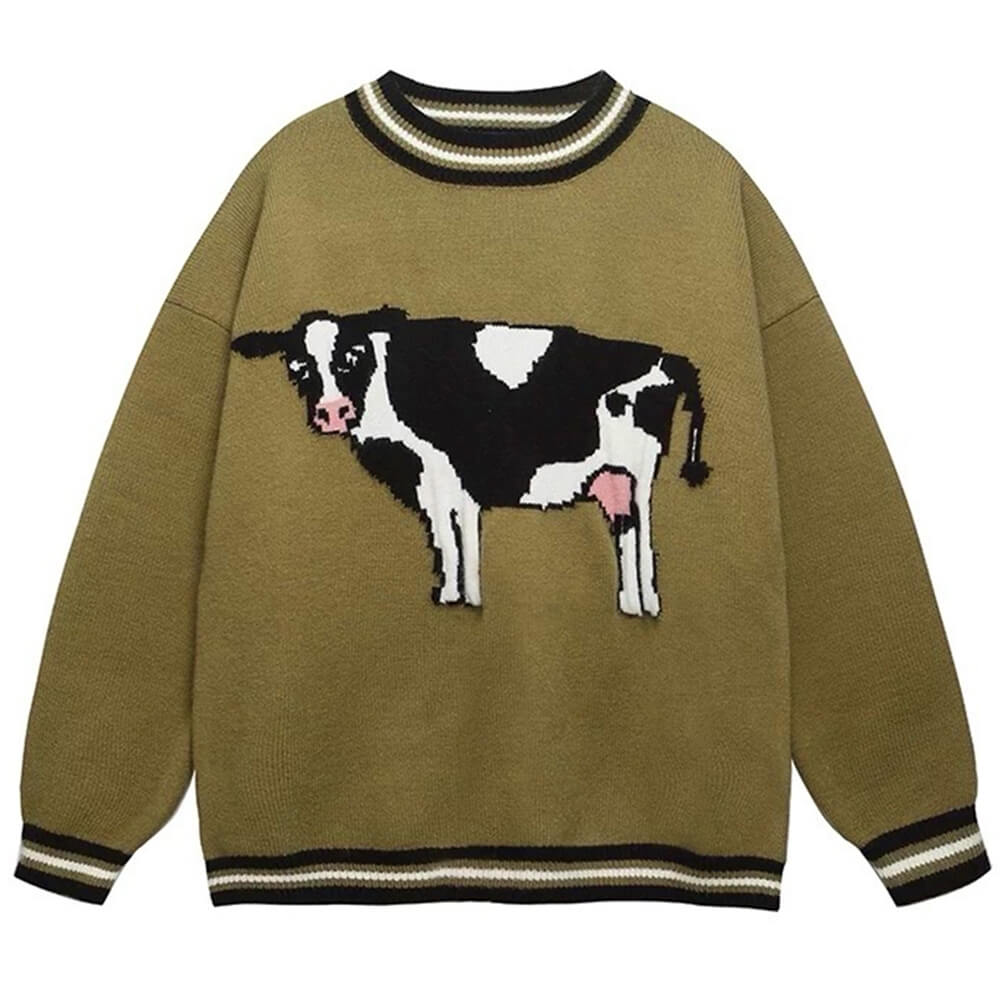 cow print knit sweater boogzel clothing