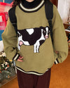 cow print knit sweater boogzel clothing