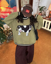 cow print knit sweater boogzel clothing