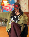 cow print knit sweater boogzel clothing