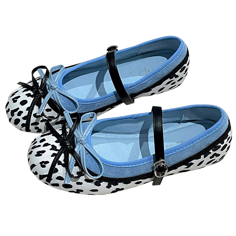 cow print mary jane ballet flats boogzel clothing