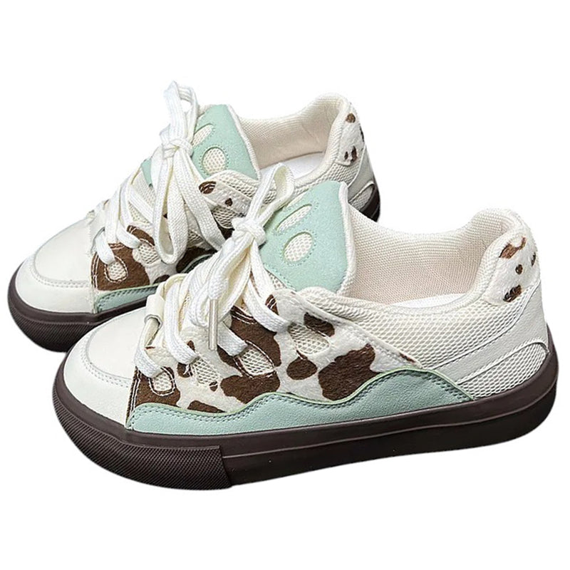 cow print skater sneakers boogzel clothing