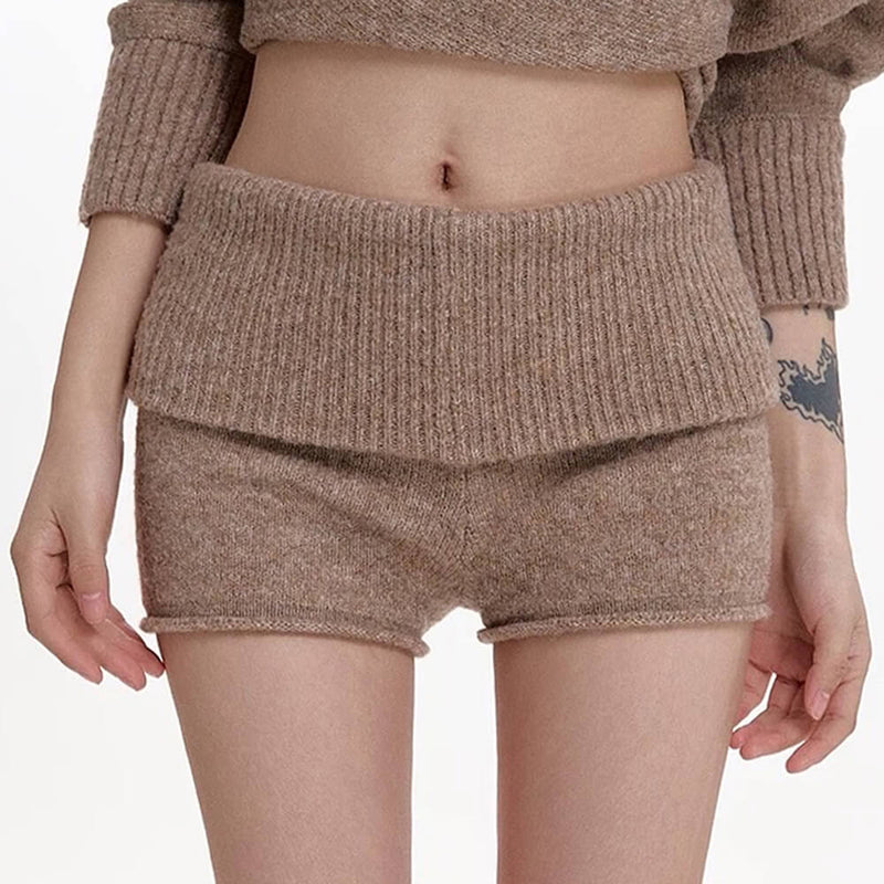 cozy knit mini shorts boogzel clothing