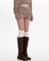 brown knitted mini shorts boogzel clothing