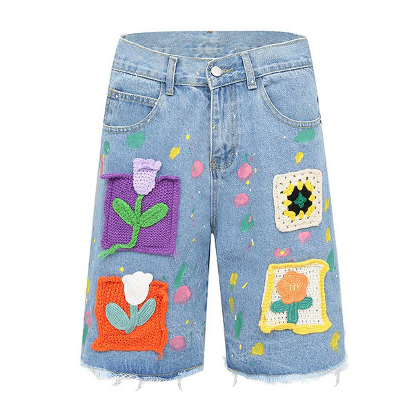 Plant Mom Crochet Flower Denim Shorts – Boogzel Clothing