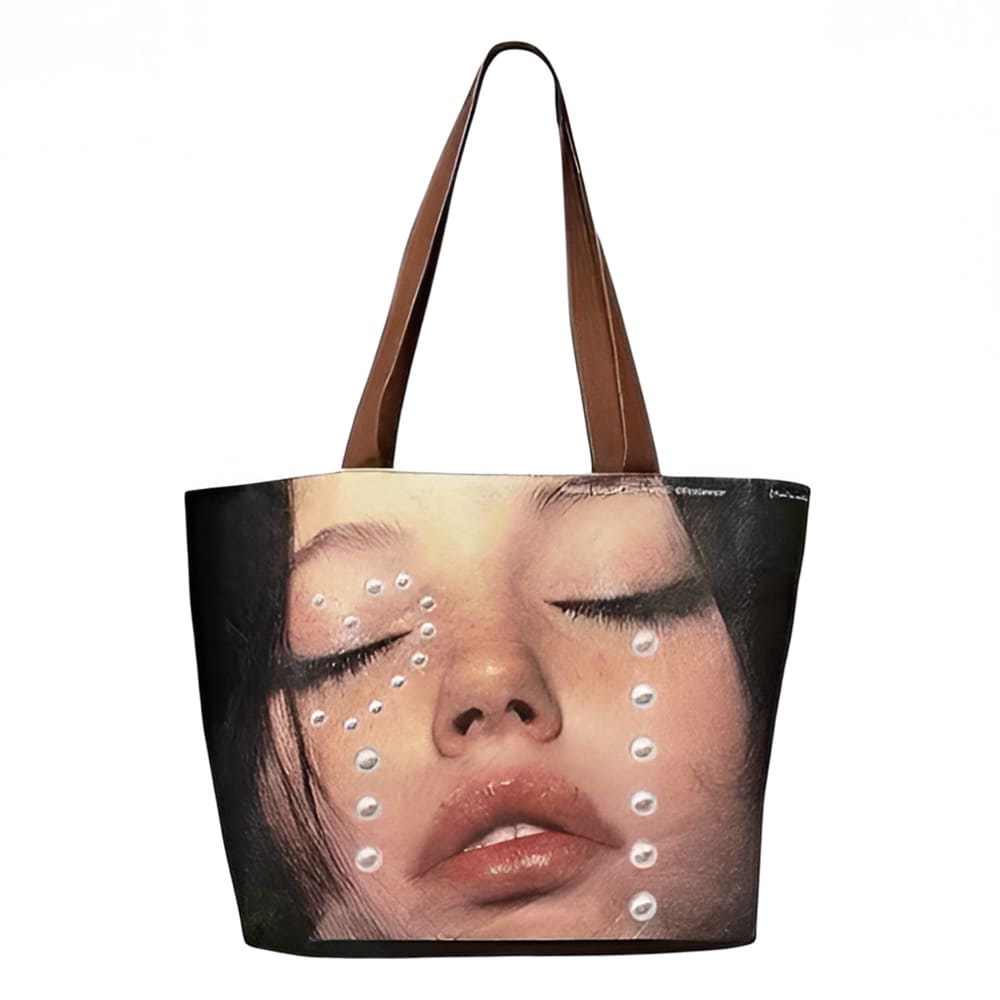 crying face pearls tote bag boogzel clothing