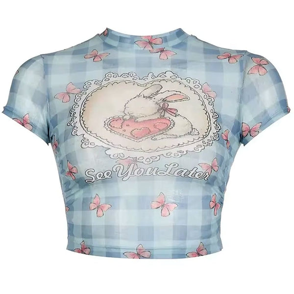 Cute Bunny Print Mesh Top | BOOGZEL CLOTHING – Boogzel Clothing