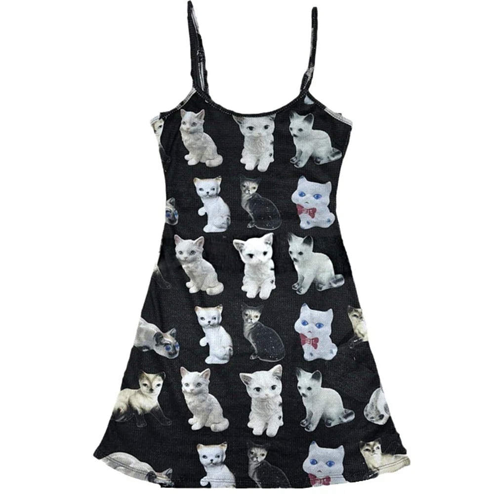 cute cats print y2k mini dress boogzel clothing