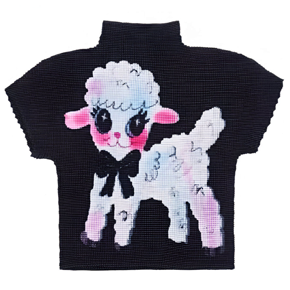 cute lamb print y2k baby tee boogzel clothing