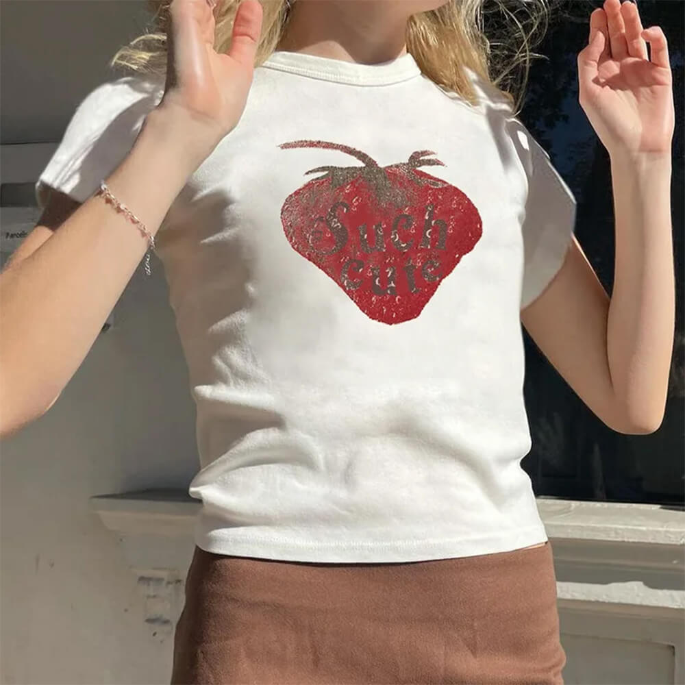 cute strawberry crop top boogzel clothing