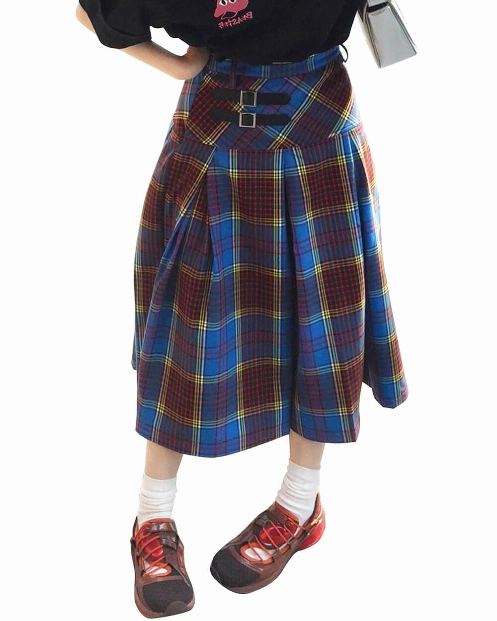 dark academia plaid pleated skirt boogzel clothing