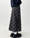 dark academia plaid side slit skirt boogzel clothing