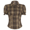 dark academia puff sleeve plaid shirt boogzel clothing