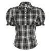 dark academia puff sleeve plaid shirt boogzel clothing