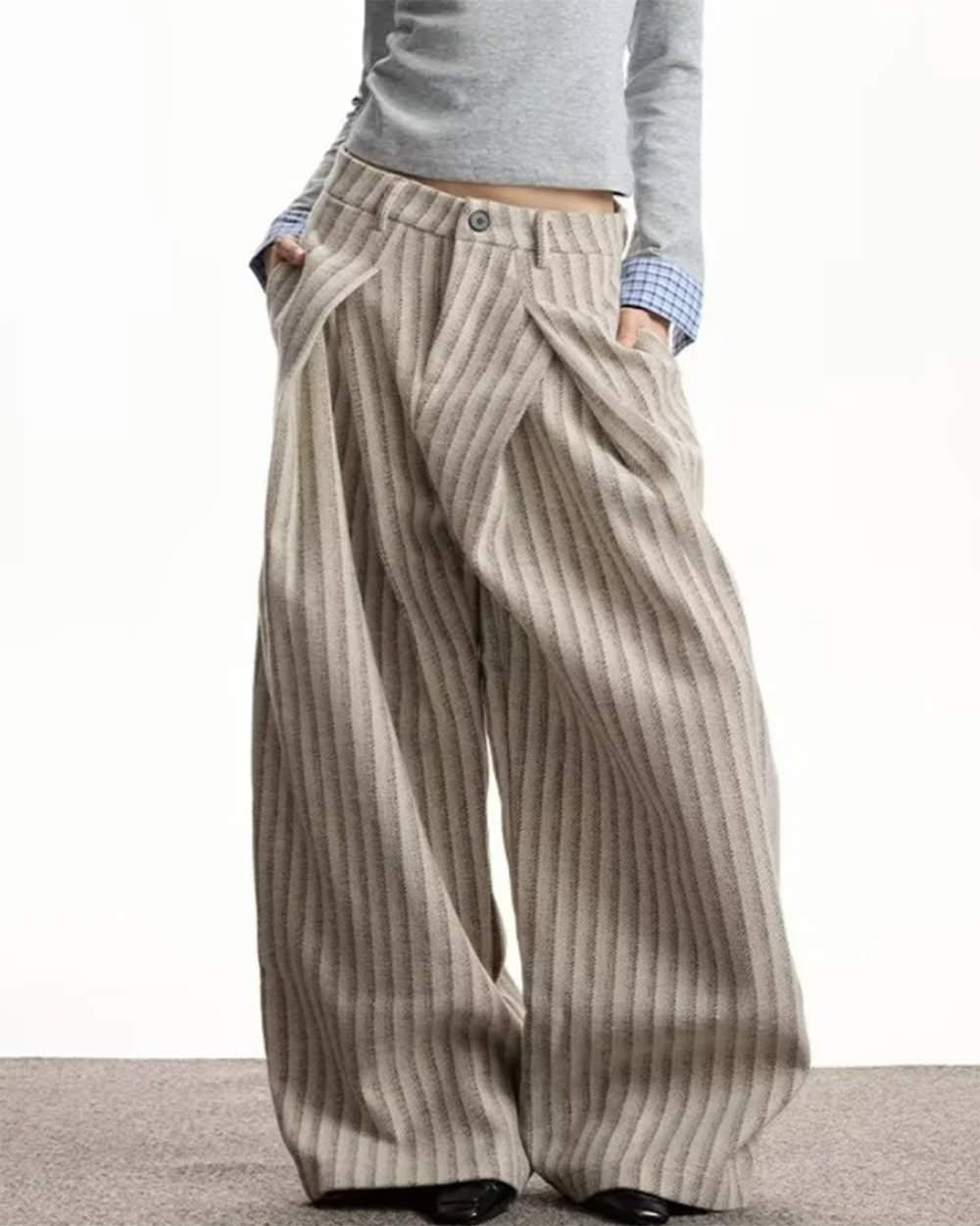 dark academia stripe drape pants boogzel clothing